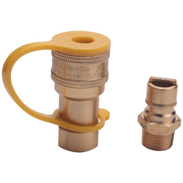 1/2 Inch Solid Brass Gas Propane Quick Connect Disconnect Adapter
