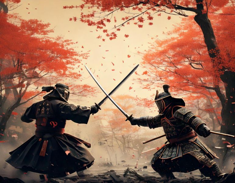Canvas Home Decor Wall Art - Samurai Battle