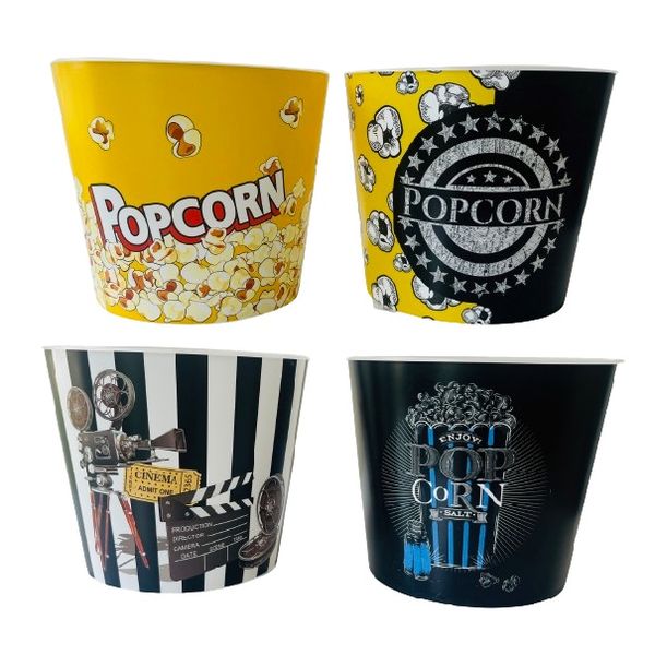BPA Free Reusable Premium Plastic Mini Popcorn/Snack Buckets - Set of 4