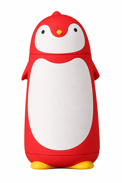 300ml Kids Penguin Silicone Glass Water Drinking Bottle - Travel, Sport