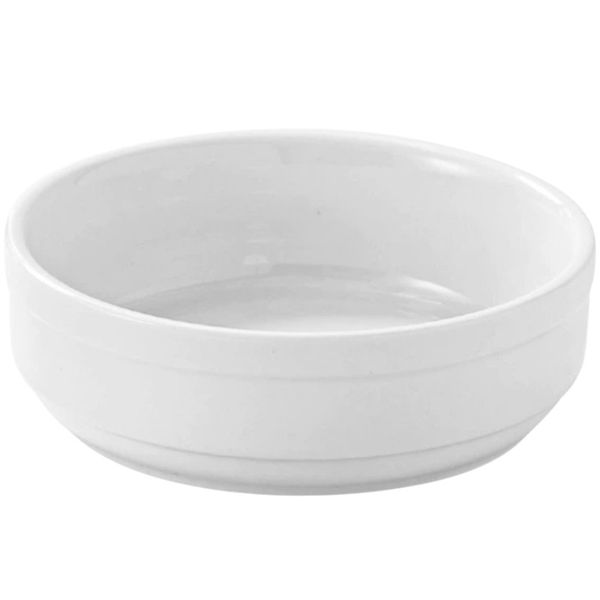 Porcelain Double-Line Bowl with Flat Bottom -6 Inch - 500ml - White