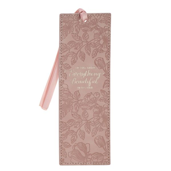 Faux Leather Bookmark - He Has Made Everything Beautiful in Its Time, Pink