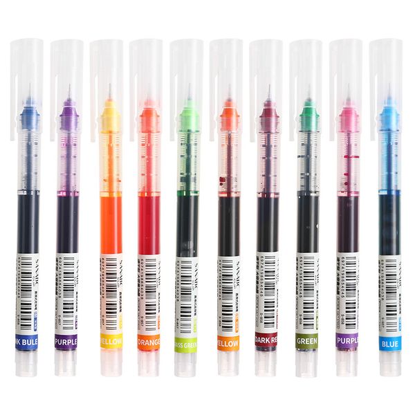 10PCS Color Straight Liquid Quick Drying Neutral Pen 0.5 Needle Tube