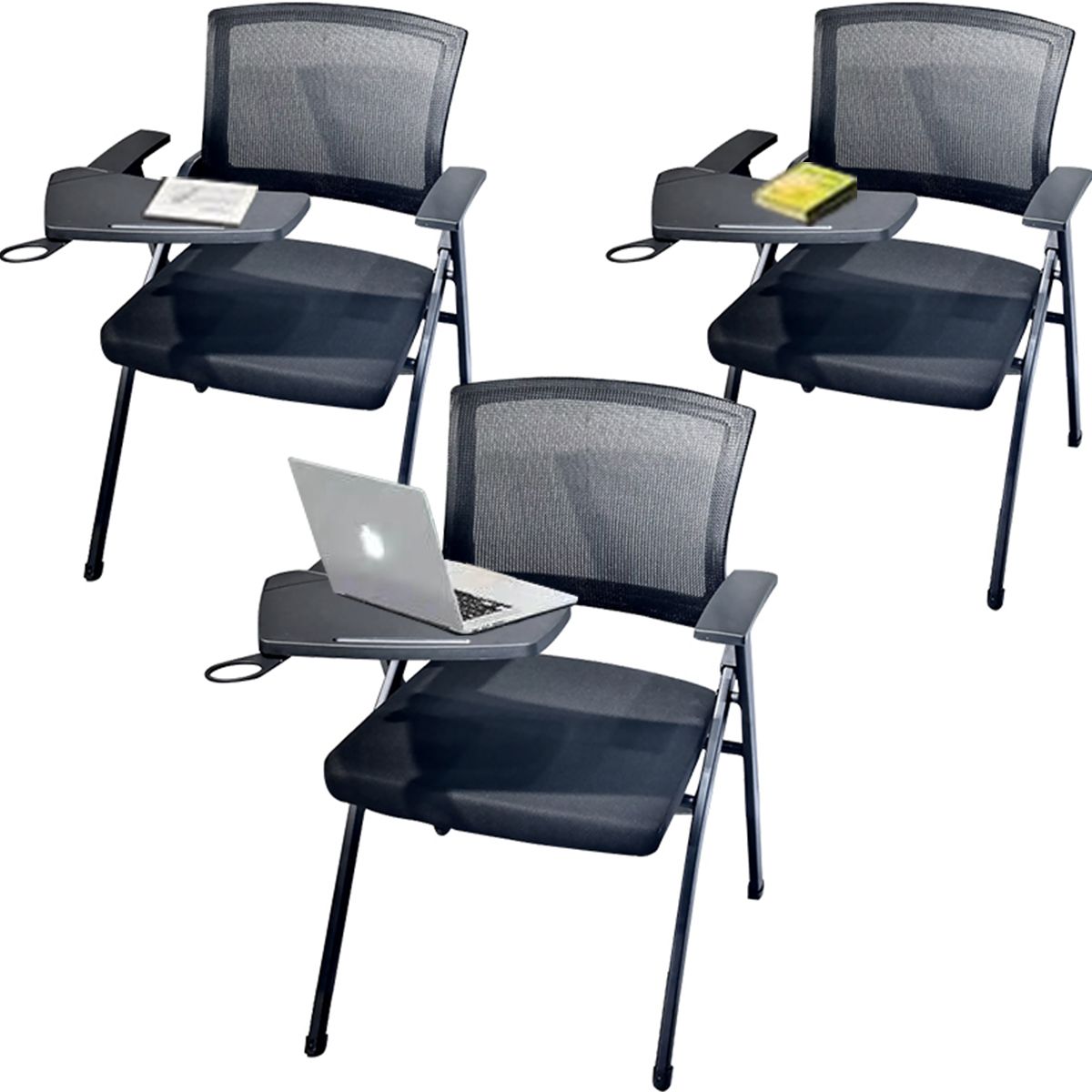 Office Chairs 3 Pack Foldable Ergonomic Chair with Removable Work Desk
