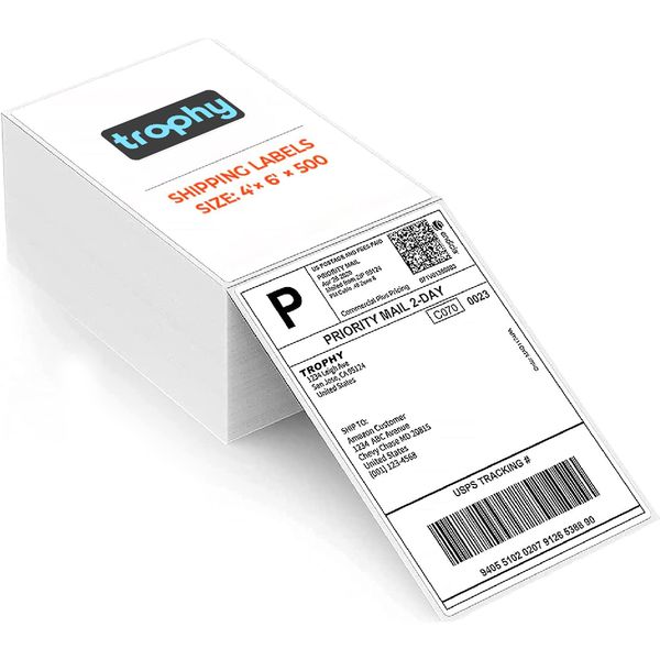 Thermal Labels 4x6 Roll for Label Printer, Waybills, (Pack of 500)