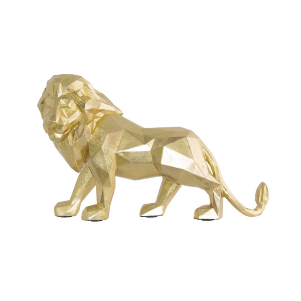 Abstract Geometric Lion Statue Animal Sculpture,Modern Art -36X16X24CM