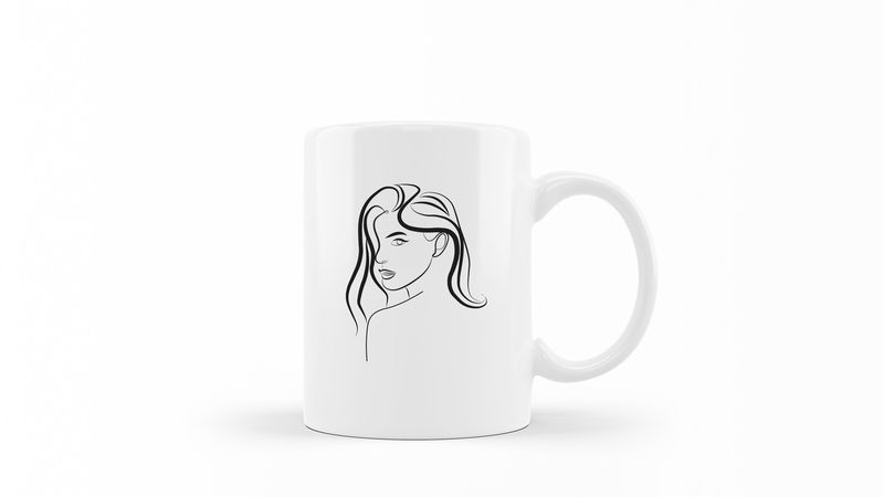 Designer Line Art Coffee Mug - Beauty 3