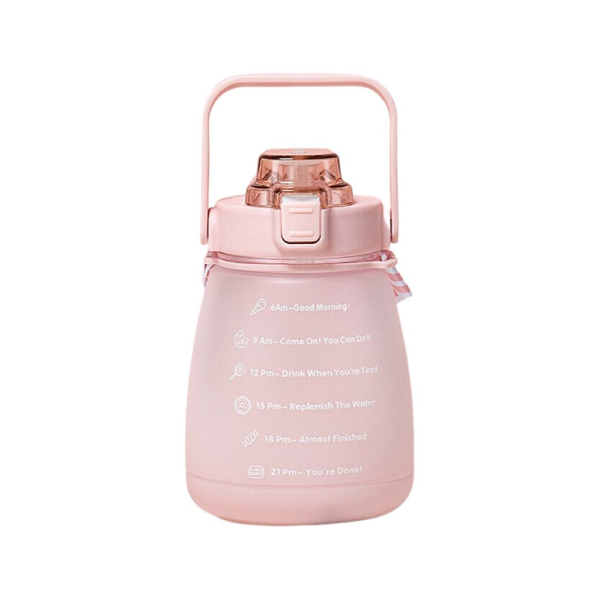 1.4L Portable Stylish Gradient Inspirational Water Bottle With Straw