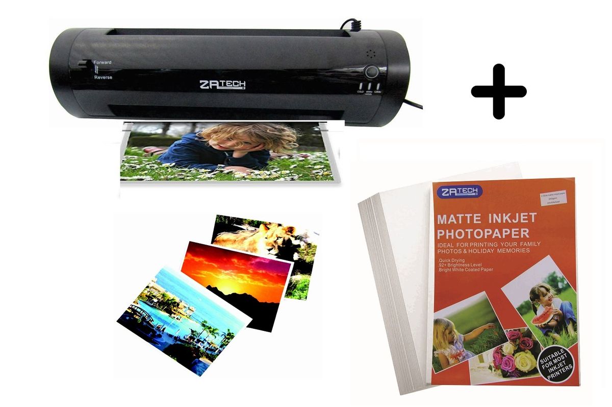 Zatech Fusion A4 Laminator With Classic Matte Inkjet Photo Paper (Duo