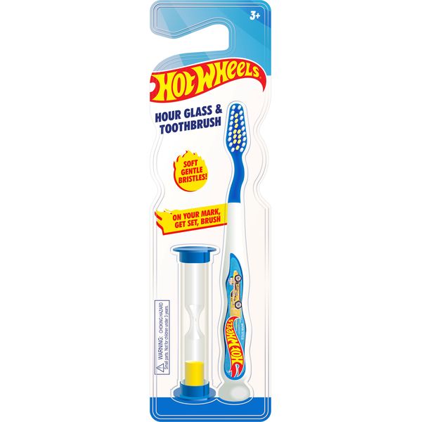 HOT WHEELS By Mattel Official Licensed Boys Kids Toothbrush &amp; Hourglass Set