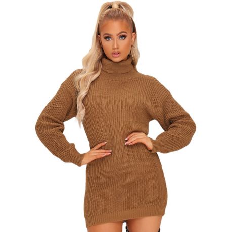 camel roll neck jumper womens