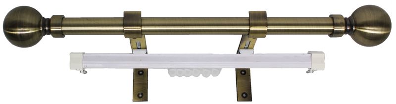 Matoc 25mm Curtain Pole &amp; Single Rail Ball - Antique Brass