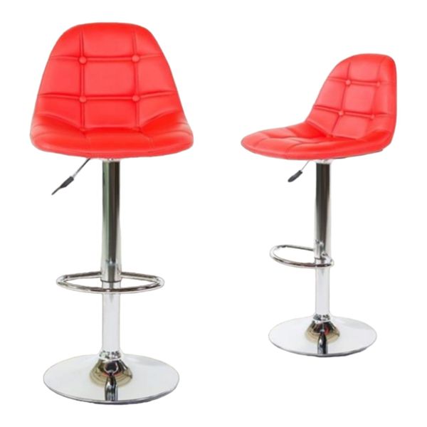 Smte - Faux Leather Barstool / Counter Stool Set of 2 - Black