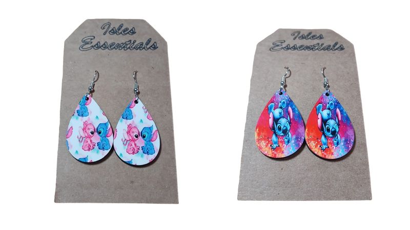 Stitch Themed Tear Drop Earrings - 2 Pairs