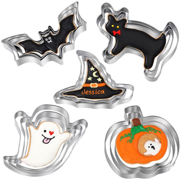 Halloween Stainless Steel Cookie Cutters Set - Holiday Cookie Cutter - 5 Piece