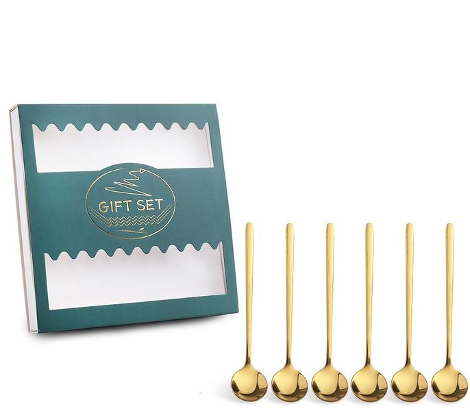 6pcs Gift Set Stainless Steel Gold Coffee Spoon Dessert Tea Spoon
