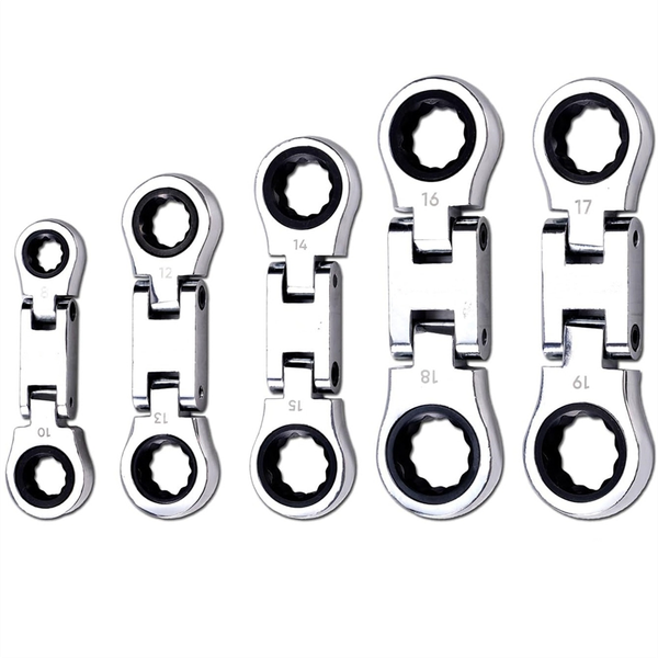 Flex-Head Stubby Ratcheting Combination Wrench Set Mini Wrench Set
