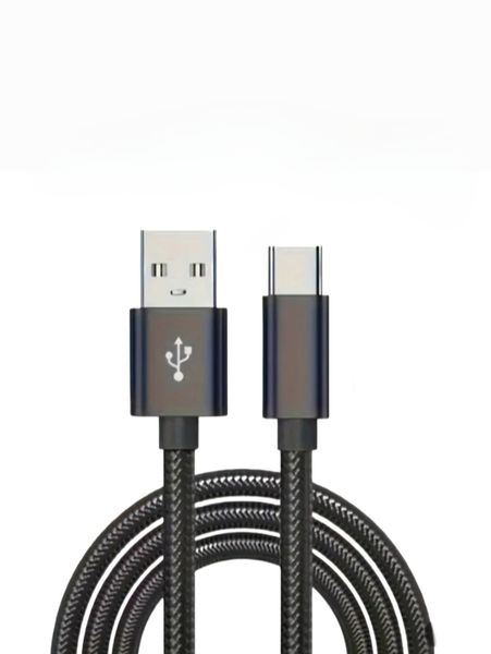 3 Meter USB To USB Type- C Nylon Braided Charging Cable - Black