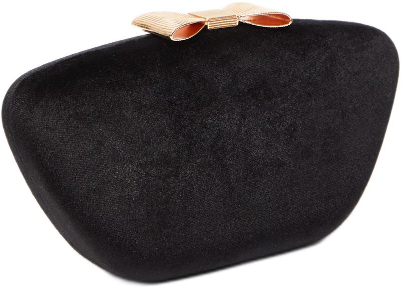 Quiz - Women Black Velvet Bow Box Bag