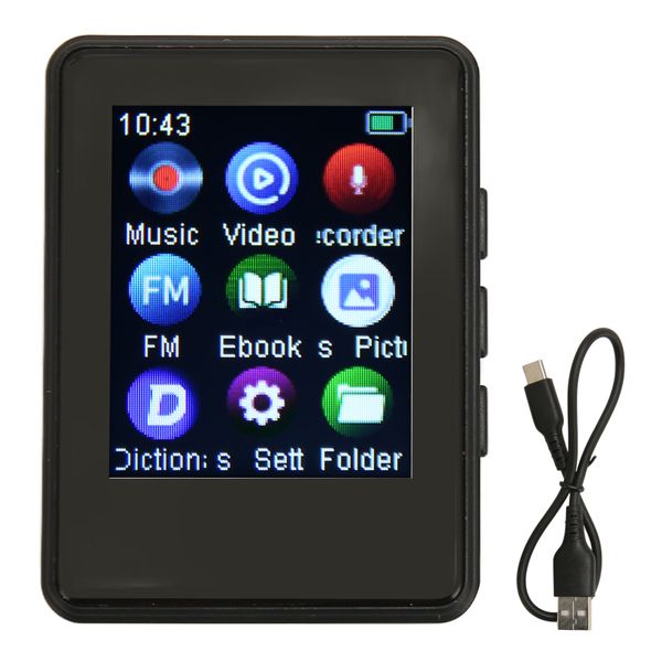 MP3 Player Bluetooth 5.0 HiFi Sound 1.77in Touch Screen Music with FM Radio