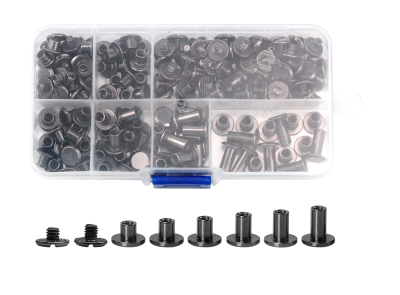 90pc Chicago Screws Assorted Kit 6 Sizes of Round Flat Head Leather Rivets