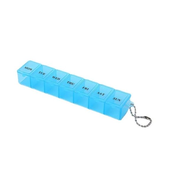 Portable 7-Day Plastic Weekly Pill Box Case Organizer &amp; Travel Keychain