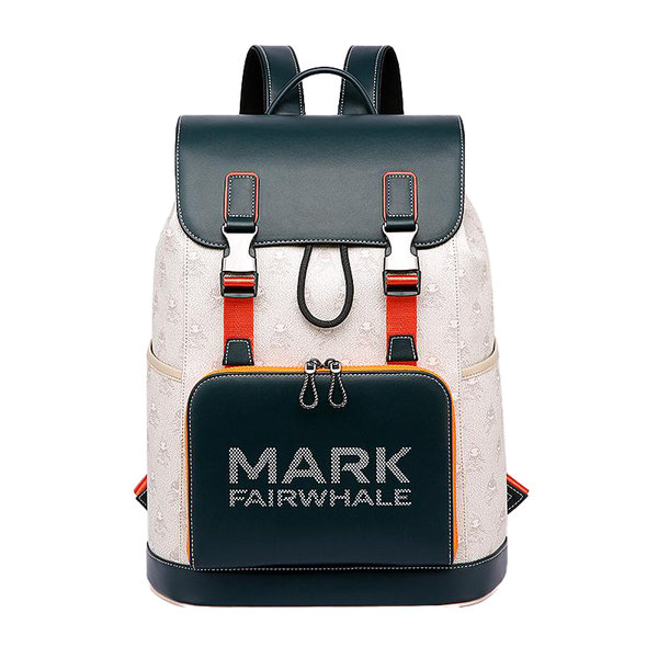 Two Tone Laptop Backpack 15.6 Inch Red Strap Double Buckle Water-Resistant