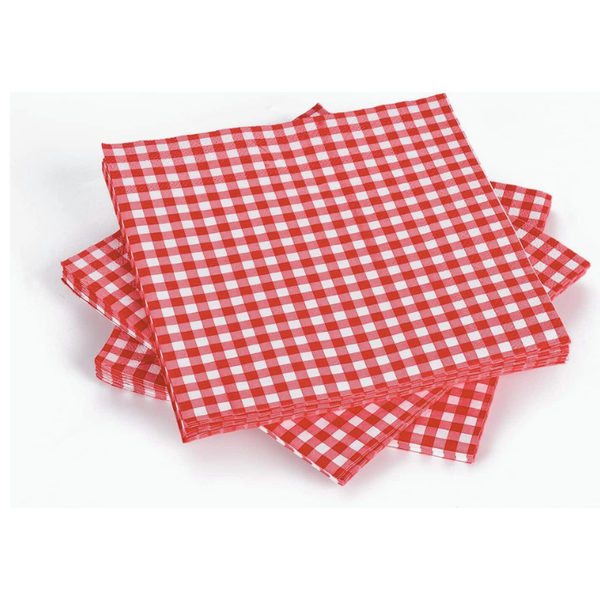 Disposable Serviettes - Red - Chequered - 1 Ply - 50 Piece