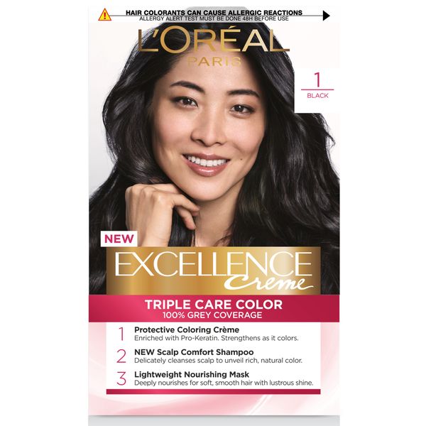 LOreal Excellence Creme Permanent Hair Dye 1 Natural Darkest Black