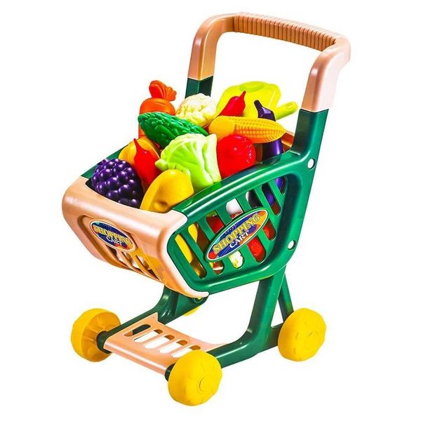 Super Market Shopping Trolley Play Set with Fruits &amp; Veg - 32 Piece