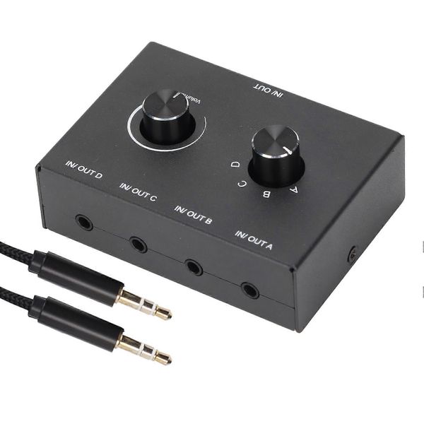 4 Ports 3.5mm Stereo Passive Switcher 1 In 4 Out 4 In 1 Out Converter For Mp3 Headphones