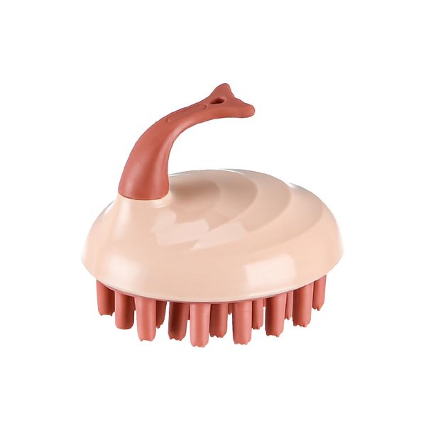 Head Wet and Dry Massage Shampooing Comb with Handle - Pink