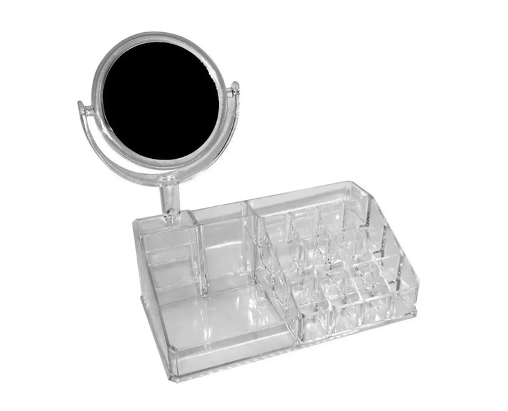 16 Slots Acrylic Cosmetic Lipstick Organizer with Mini Mirror