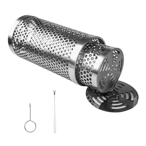 2 Pcs Barbecue Rolling Grill Basket Bbq Net Tube Grill Basket B