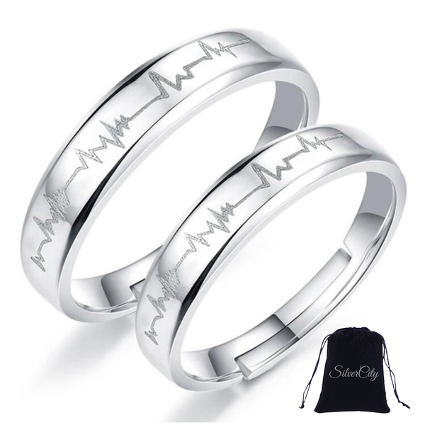 Hot Bursts Simple Wave Design Adjustable Couple Ring Set Men &amp; Women