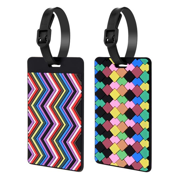2PCS Silicone Luggage Tags, Colorful Travel ID Labels with Name Card
