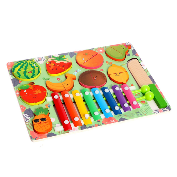 22 Pieces Wooden Fruit and Vegetable Cutting Toy Piano Game For Kids