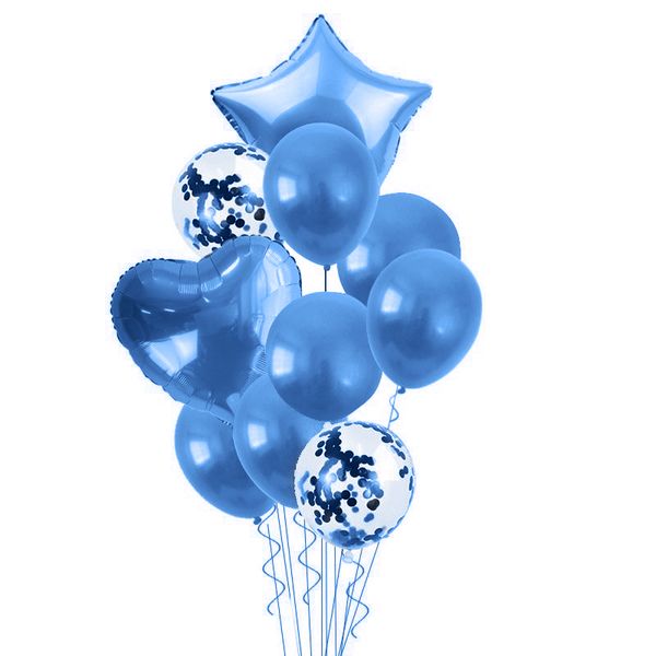 BubbleBean - Royal Blue Bunched Party Helium Balloons - 10 Piece