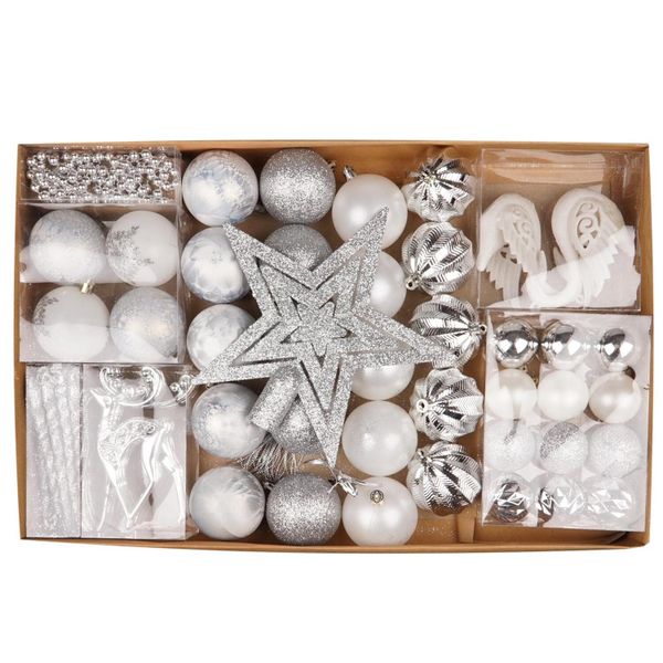 Christmas Set Of 60 Platinum Bauble Pack image
