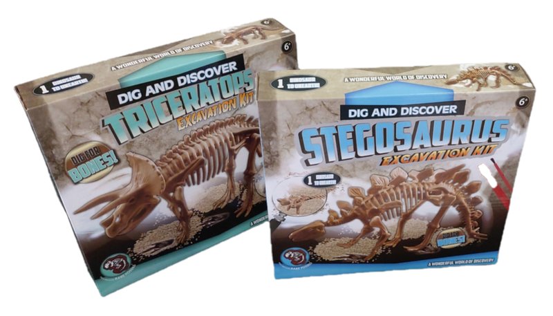 Set of 2 Different Dinosaur Excavation Kits with Added Safety Goggles!