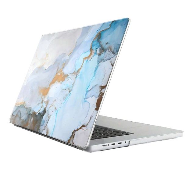 Pastel Blue &amp; Grey Marble Print Hard Shell Cover For MacBook Air M2 2022