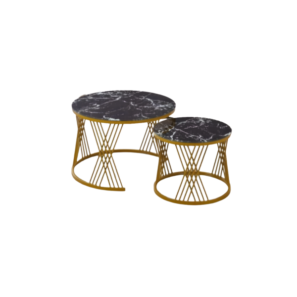 2Pieces Of Modern Glass Top Side End Coffee Table with Nesting Frame CT-5