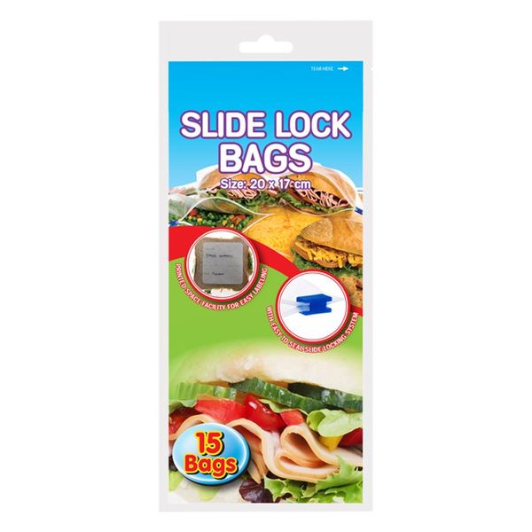 Bulk Pack x 5 Slide Lock Disposable Bags - 15pcs Per Pack
