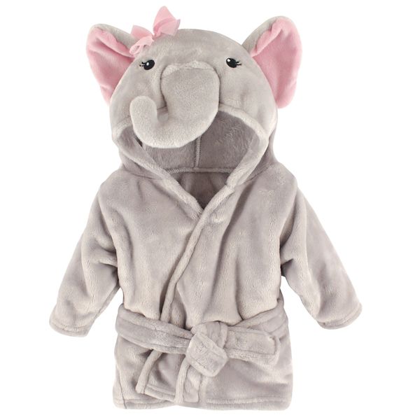 Baby Bathrobe Ultra Soft Pink Elephant - One size (0-9 mths) - Hudson Baby