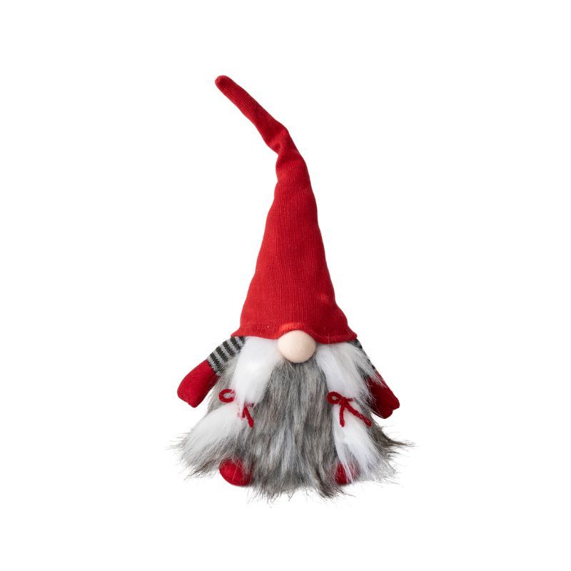 Nordic Scandinavian Red & Grey Sitting Girl Christmas Gnome Xmas Decoration