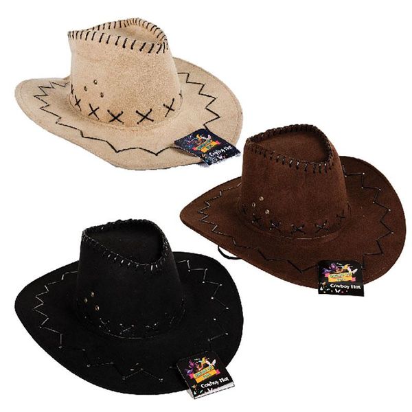 Dress Up - Cowboy Hat - Adult - Party Outfits - Assorted Colours - 3 Pack