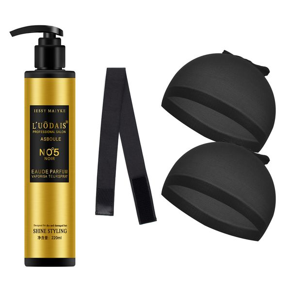 L'UODAIS Hair Styling Elastin, 2 Wig Cap &amp; Elastic Band Black