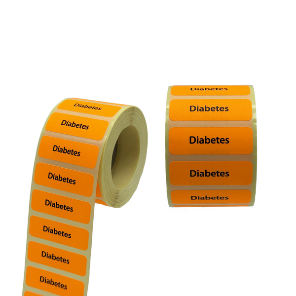 Diabetes Warning Label ( 3 x 1000 units per roll)