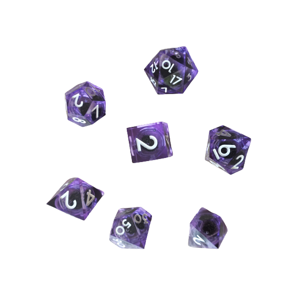 Acrylic Polyhedral Tabletop RPG DnD Dice Set - 7 Pieces