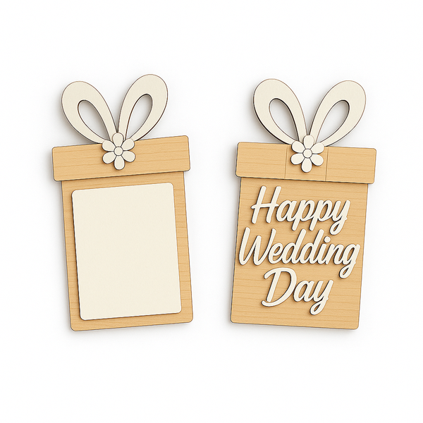Wooden Wedding Invitation &amp; Display Plaque - with Floral Bow x20